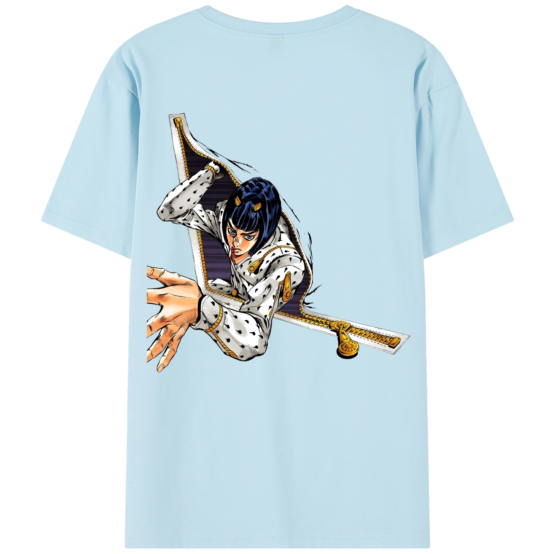 （画像用） ジョジョの奇妙な冒険 ブローノ?ブチャラティ JoJo's Bizarre Adventure Bruno Bucciarati 綿100％半袖Tシャツ（背面プリント）